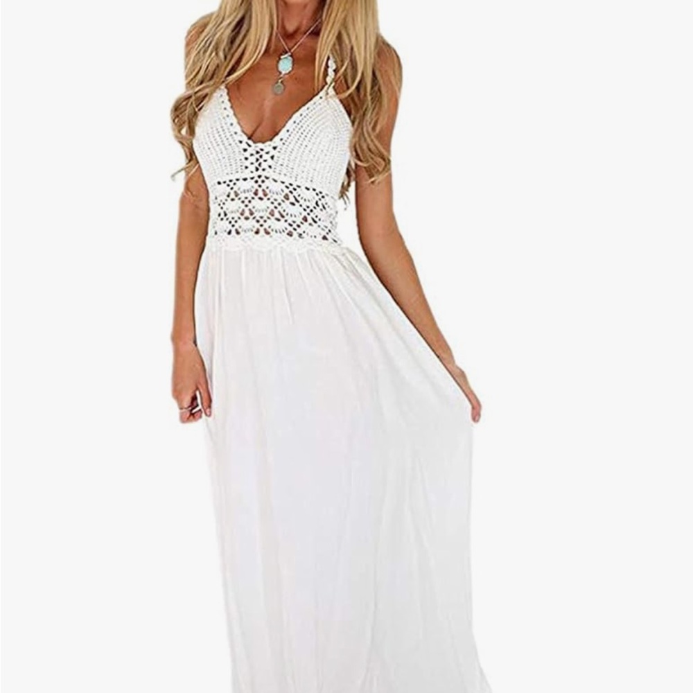 White Crochet Maxi Dress